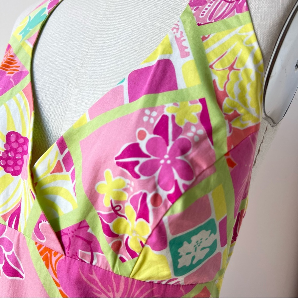 Vintage Lilly Halter Dress multi bright color size 4 - Picture 3 of 13